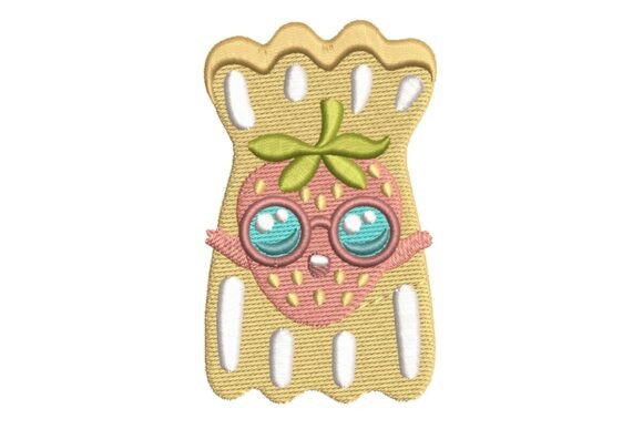 Cute Strawberry on Inflatable Raft Embroidery Design