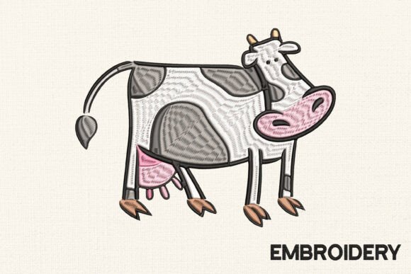 Funny Cow Embroidery Design for Seasonal Projects