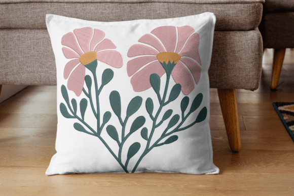 Minimal Pink Flower Embroidery Art Review for Apparel Projects