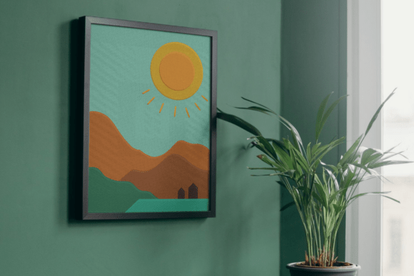 Sunny Landscape Embroidery Design for Seasonal Stitches